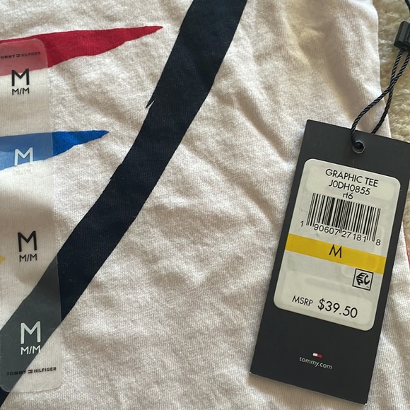 Tommy Hilfiger unisex graphic tee T-shirt multicolored printed crew neck medium - Picture 2 of 5